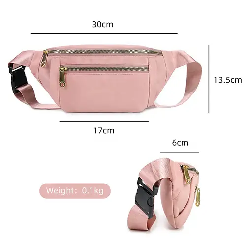 Elegant Multi-Pocket Waist Bag with Gold Zipper Accents